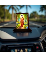 Car Desk/Table Top God Buddha Wooden Photo Stand 3x4 Inches, Compact & Stylish Spiritual Display For Car, Home & Office (Pack Of 1) (F14570)