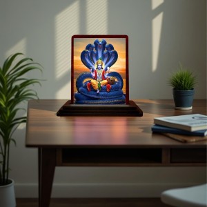 Car Desk/Table Top Lord Vishnu Wooden Photo Stand 3x4 Inches, Compact & Stylish Spiritual Display For Car, Home & Office (Pack Of 1) (F14419) Car Desk/Table Top Lord Vishnu Wooden Photo Stand 3x4 Inches, Compact & Stylish Spiritual Display For Car, Home & Office (Pack Of 1) (F14419)