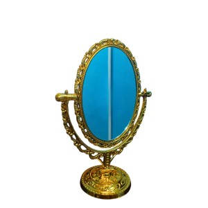 Vintage Oval Tabletop Mirror with Ornate Golden Frame – Classic Decorative Vanity Mirror, Rotating Double-Sided Design for Makeup & Dressing Vintage Oval Tabletop Mirror with Ornate Golden Frame – Classic Decorative Vanity Mirror, Rotating Double-Sided Design for Makeup & Dressing