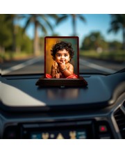 Car Desk/Table Top Lord Murugan Wooden Photo Stand 3x4 Inches, Compact & Stylish Spiritual Display For Car, Home & Office (Pack Of 1) (F14508)