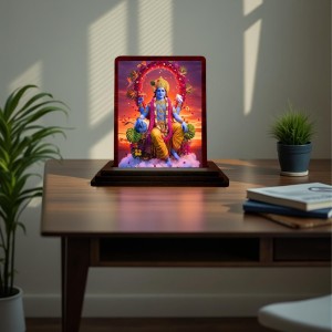 Car Desk/Table Top Lord Vishnu Wooden Photo Stand 3x4 Inches, Compact & Stylish Spiritual Display For Car, Home & Office (Pack Of 1) (F14406) Car Desk/Table Top Lord Vishnu Wooden Photo Stand 3x4 Inches, Compact & Stylish Spiritual Display For Car, Home & Office (Pack Of 1) (F14406)