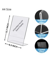 Acrylic Tent Card Holder, Slanted L Shape Menu Display Stand, Clear Portrait Frame for Desk, Photo, Flyer, Document, Paper Display, 3MM Premium Cast Acrylic Signage Stand, A4 Size/3Pcs Acrylic Tent Card Holder, Slanted L Shape Menu Display Stand, Clear Portrait Frame for Desk, Photo, Flyer, Document, Paper Display, 3MM Premium Cast Acrylic Signage Stand, A4 Size/3Pcs