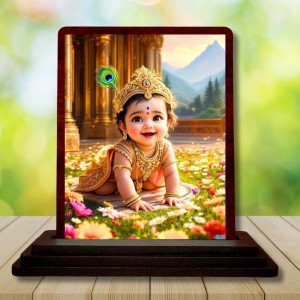 Car Desk/Table Top Lord Krishna Wooden Photo Stand 3x4 Inches, Compact & Stylish Spiritual Display For Car, Home & Office (Pack Of 1) (F14591) Car Desk/Table Top Lord Krishna Wooden Photo Stand 3x4 Inches, Compact & Stylish Spiritual Display For Car, Home & Office (Pack Of 1) (F14591)