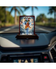 Car Desk/Table Top Lord Shiva Wooden Photo Stand 3x4 Inches, Compact & Stylish Spiritual Display For Car, Home & Office (Pack Of 1) (F14573)