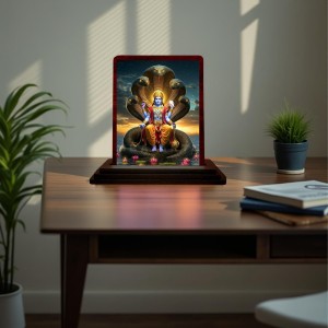 Car Desk/Table Top Lord Vishnu Wooden Photo Stand 3x4 Inches, Compact & Stylish Spiritual Display For Car, Home & Office (Pack Of 1) (F14422) Car Desk/Table Top Lord Vishnu Wooden Photo Stand 3x4 Inches, Compact & Stylish Spiritual Display For Car, Home & Office (Pack Of 1) (F14422)