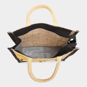 Brink Women's Black Jute Tote Bag - (M582) Brink Women's Black Jute Tote Bag - (M582)