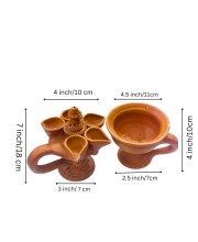 Panch Pradeep with Dhunuchi Combo - Traditional Handcrafted Terracotta 5-Lamp Oil Holder & Incense Holder for Pooja, Religious Ceremonies, Diwali, and Festivals Panch Pradeep with Dhunuchi Combo - Traditional Handcrafted Terracotta 5-Lamp Oil Holder & Incense Holder for Pooja, Religious Ceremonies, Diwali, and Festivals