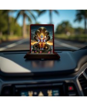 Car Desk/Table Top Lord Vishnu Wooden Photo Stand 3x4 Inches, Compact & Stylish Spiritual Display For Car, Home & Office (Pack Of 1) (F14422)