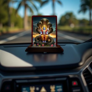Car Desk/Table Top Lord Vishnu Wooden Photo Stand 3x4 Inches, Compact & Stylish Spiritual Display For Car, Home & Office (Pack Of 1) (F14422) Car Desk/Table Top Lord Vishnu Wooden Photo Stand 3x4 Inches, Compact & Stylish Spiritual Display For Car, Home & Office (Pack Of 1) (F14422)