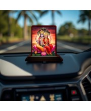 Car Desk/Table Top Lord Vishnu Lakshmi Wooden Photo Stand 3x4 Inches, Compact & Stylish Spiritual Display For Car, Home & Office (Pack Of 1) (F14561)