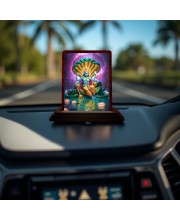 Car Desk/Table Top Lord Vishnu Wooden Photo Stand 3x4 Inches, Compact & Stylish Spiritual Display For Car, Home & Office (Pack Of 1) (F14605)