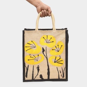 Brink Women's Black Jute Tote Bag - (M582) Brink Women's Black Jute Tote Bag - (M582)