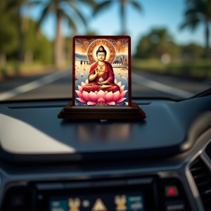 Car Desk/Table Top Lord Buddha Wooden Photo Stand 3x4 Inches, Compact & Stylish Spiritual Display For Car, Home & Office (Pack Of 1) (F14460) Car Desk/Table Top Lord Buddha Wooden Photo Stand 3x4 Inches, Compact & Stylish Spiritual Display For Car, Home & Office (Pack Of 1) (F14460)