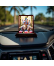 Car Desk/Table Top Lord Vishnu Wooden Photo Stand 3x4 Inches, Compact & Stylish Spiritual Display For Car, Home & Office (Pack Of 1) (F14536)