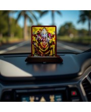 Car Desk/Table Top Goddess Durga Wooden Photo Stand 3x4 Inches, Compact & Stylish Spiritual Display For Car, Home & Office (Pack Of 1) (F14431)