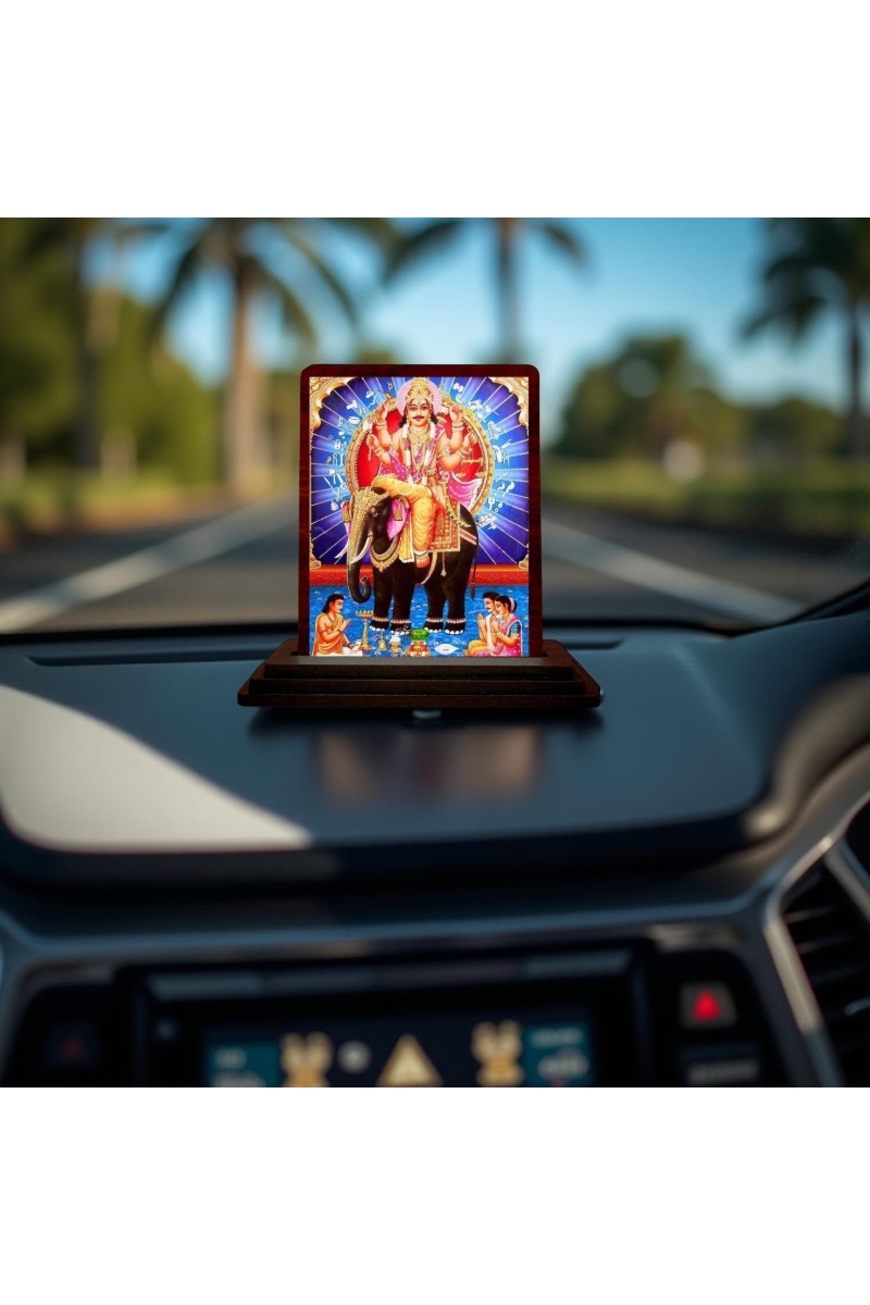 Car Desk/Table Top Lord Vishwakarma Wooden Photo Stand 3x4 Inches, Compact & Stylish Spiritual Display For Car, Home & Office (Pack Of 1) (F14581)