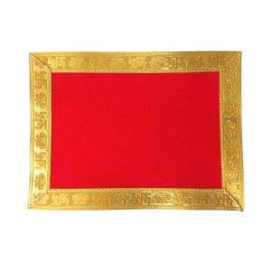 Velvet Pooja Aasan Cloth with Golden Border | Plain Chowki Mat for Puja Table, Home Mandir & Temple | Pack of 6 (9 x 14) Velvet Pooja Aasan Cloth with Golden Border | Plain Chowki Mat for Puja Table, Home Mandir & Temple | Pack of 6 (9 x 14)