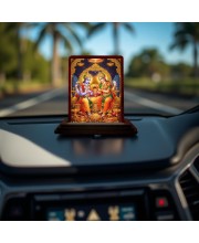Car Desk/Table Top Lord Vishnu Lakshmi Wooden Photo Stand 3x4 Inches, Compact & Stylish Spiritual Display For Car, Home & Office (Pack Of 1) (F14565)