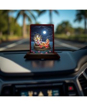 Car Desk/Table Top Lord Vishnu Wooden Photo Stand 3x4 Inches, Compact & Stylish Spiritual Display For Car, Home & Office (Pack Of 1) (F14594)