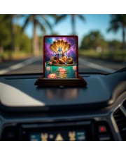Car Desk/Table Top Lord Vishnu Wooden Photo Stand 3x4 Inches, Compact & Stylish Spiritual Display For Car, Home & Office (Pack Of 1) (F14604)