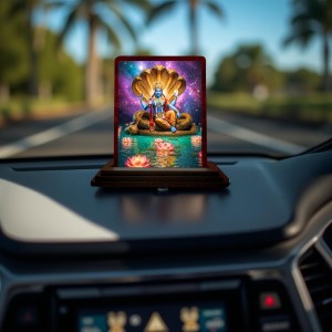 Car Desk/Table Top Lord Vishnu Wooden Photo Stand 3x4 Inches, Compact & Stylish Spiritual Display For Car, Home & Office (Pack Of 1) (F14604) Car Desk/Table Top Lord Vishnu Wooden Photo Stand 3x4 Inches, Compact & Stylish Spiritual Display For Car, Home & Office (Pack Of 1) (F14604)