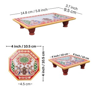 HiTechMart Makrana Marble Puja Chowki Combo Set – Hand-Painted Meenakari & Kundan Work Bajot/Singhasan for Mandir, Festival, Vrat, Decorative Pooja Platform for Idols & Gift Purpose HiTechMart Makrana Marble Puja Chowki Combo Set – Hand-Painted Meenakari & Kundan Work Bajot/Singhasan for Mandir, Festival, Vrat, Decorative Pooja Platform for Idols & Gift Purpose