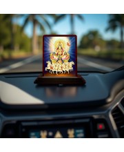Car Desk/Table Top Lord Surya Wooden Photo Stand 3x4 Inches, Compact & Stylish Spiritual Display For Car, Home & Office (Pack Of 1) (F14514)