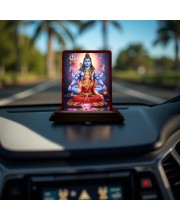 Car Desk/Table Top Lord Shiva And Sadhguru Wooden Photo Stand 3x4 Inches, Compact & Stylish Spiritual Display For Car, Home & Office (Pack Of 1) (F14619)