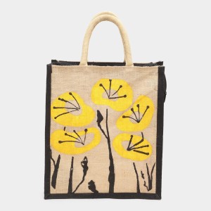 Brink Women's Black Jute Tote Bag - (M582) Brink Women's Black Jute Tote Bag - (M582)