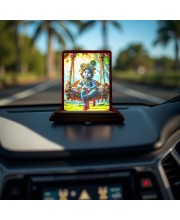 Car Desk/Table Top Lord Krishna Wooden Photo Stand 3x4 Inches, Compact & Stylish Spiritual Display For Car, Home & Office (Pack Of 1) (F14506)