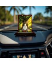 Car Desk/Table Top Lord Shiva Wooden Photo Stand 3x4 Inches, Compact & Stylish Spiritual Display For Car, Home & Office (Pack Of 1) (F14628)