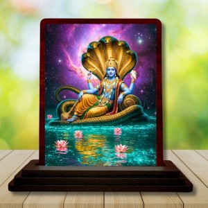 Car Desk/Table Top Lord Vishnu Wooden Photo Stand 3x4 Inches, Compact & Stylish Spiritual Display For Car, Home & Office (Pack Of 1) (F14421) Car Desk/Table Top Lord Vishnu Wooden Photo Stand 3x4 Inches, Compact & Stylish Spiritual Display For Car, Home & Office (Pack Of 1) (F14421)