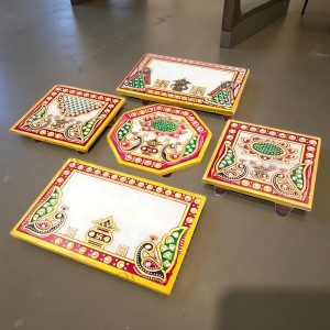 HiTechMart Makrana Marble Puja Chowki Combo Set – Hand-Painted Meenakari & Kundan Work Bajot/Singhasan for Mandir, Festival, Vrat, Decorative Pooja Platform for Idols & Gift Purpose HiTechMart Makrana Marble Puja Chowki Combo Set – Hand-Painted Meenakari & Kundan Work Bajot/Singhasan for Mandir, Festival, Vrat, Decorative Pooja Platform for Idols & Gift Purpose