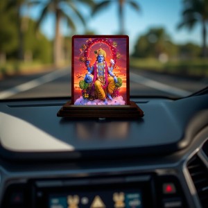 Car Desk/Table Top Lord Vishnu Wooden Photo Stand 3x4 Inches, Compact & Stylish Spiritual Display For Car, Home & Office (Pack Of 1) (F14406) Car Desk/Table Top Lord Vishnu Wooden Photo Stand 3x4 Inches, Compact & Stylish Spiritual Display For Car, Home & Office (Pack Of 1) (F14406)