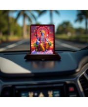 Car Desk/Table Top Lord Vishnu Wooden Photo Stand 3x4 Inches, Compact & Stylish Spiritual Display For Car, Home & Office (Pack Of 1) (F14612)