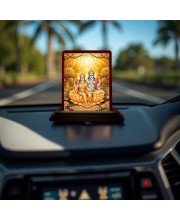 Car Desk/Table Top Lord Vishnu Lakshmi Wooden Photo Stand 3x4 Inches, Compact & Stylish Spiritual Display For Car, Home & Office (Pack Of 1) (F14564)
