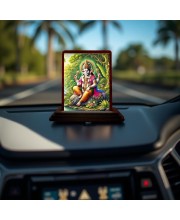Car Desk/Table Top Lord Ganesha Wooden Photo Stand 3x4 Inches, Compact & Stylish Spiritual Display For Car, Home & Office (Pack Of 1) (F14509)