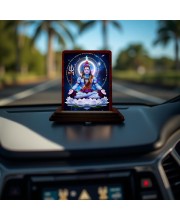 Car Desk/Table Top Lord Shiva Wooden Photo Stand 3x4 Inches, Compact & Stylish Spiritual Display For Car, Home & Office (Pack Of 1) (F14420)