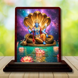 Car Desk/Table Top Lord Vishnu Wooden Photo Stand 3x4 Inches, Compact & Stylish Spiritual Display For Car, Home & Office (Pack Of 1) (F14604) Car Desk/Table Top Lord Vishnu Wooden Photo Stand 3x4 Inches, Compact & Stylish Spiritual Display For Car, Home & Office (Pack Of 1) (F14604)