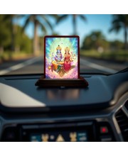 Car Desk/Table Top Lord Vishnu And Lakshmi Wooden Photo Stand 3x4 Inches, Compact & Stylish Spiritual Display For Car, Home & Office (Pack Of 1) (F14601)