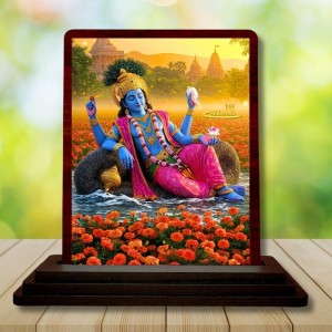 Car Desk/Table Top Lord Vishnu Wooden Photo Stand 3x4 Inches, Compact & Stylish Spiritual Display For Car, Home & Office (Pack Of 1) (F14404) Car Desk/Table Top Lord Vishnu Wooden Photo Stand 3x4 Inches, Compact & Stylish Spiritual Display For Car, Home & Office (Pack Of 1) (F14404)