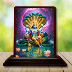 Car Desk/Table Top Lord Vishnu Wooden Photo Stand 3x4 Inches, Compact & Stylish Spiritual Display For Car, Home & Office (Pack Of 1) (F14605) Car Desk/Table Top Lord Vishnu Wooden Photo Stand 3x4 Inches, Compact & Stylish Spiritual Display For Car, Home & Office (Pack Of 1) (F14605)