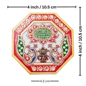 HiTechMart Handcrafted Octagon Marble Puja Chowki, Makrana Marble Pooja Platform with Kundan & Enamel Work, Decorative Pooja Chowki for Mandir, Home Temple, Festival, Gift Use – 4 Inch (1, Octagon) HiTechMart Handcrafted Octagon Marble Puja Chowki, Makrana Marble Pooja Platform with Kundan & Enamel Work, Decorative Pooja Chowki for Mandir, Home Temple, Festival, Gift Use – 4 Inch (1, Octagon)