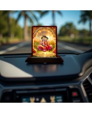 Car Desk/Table Top Lord Vishnu And Lakshmi Wooden Photo Stand 3x4 Inches, Compact & Stylish Spiritual Display For Car, Home & Office (Pack Of 1) (F14600)