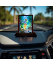 Car Desk/Table Top Lord Krishna Wooden Photo Stand 3x4 Inches, Compact & Stylish Spiritual Display For Car, Home & Office (Pack Of 1) (F14479)