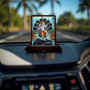 Car Desk/Table Top Lord Krishna Wooden Photo Stand 3x4 Inches, Compact & Stylish Spiritual Display For Car, Home & Office (Pack Of 1) (F14398) Car Desk/Table Top Lord Krishna Wooden Photo Stand 3x4 Inches, Compact & Stylish Spiritual Display For Car, Home & Office (Pack Of 1) (F14398)