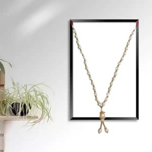 Hitech Sales Artificial Pearl Garland Mala Necklace | Decorative Pearl Chain for Pooja, Mandir, and Festive Decorations | White and Gold Beads Mala with Hanging Pendant Hitech Sales Artificial Pearl Garland Mala Necklace | Decorative Pearl Chain for Pooja, Mandir, and Festive Decorations | White and Gold Beads Mala with Hanging Pendant