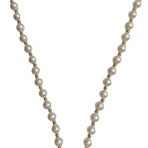 Hitech Sales Artificial Pearl Garland Mala Necklace | Decorative Pearl Chain for Pooja, Mandir, and Festive Decorations | White and Gold Beads Mala with Hanging Pendant (Small, 2, Piece) Hitech Sales Artificial Pearl Garland Mala Necklace | Decorative Pearl Chain for Pooja, Mandir, and Festive Decorations | White and Gold Beads Mala with Hanging Pendant (Small, 2, Piece)