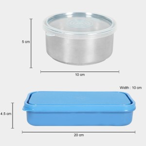 Steel Lunch Box - 2 Bowls,1Container 1Bag Bowl: 10 X 5 cm, Box: 20 X 10 X 4.5 cm, 2 Steel Bowl,1 Container,1 Bag Steel Lunch Box - 2 Bowls,1Container 1Bag Bowl: 10 X 5 cm, Box: 20 X 10 X 4.5 cm, 2 Steel Bowl,1 Container,1 Bag