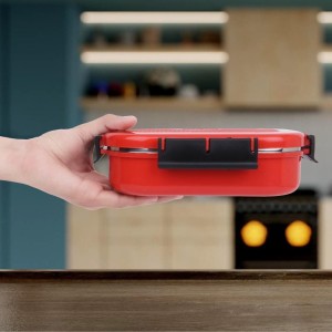 Steel Lunch Box, 2 Containers and 1 Spoon, Plastic and Steel, Big Container: 3 X 7 X 19 cm; Small Container: 3 X 5 X 10 cm, Spoon: 13 cm, 2 Containers, 1Spoon Steel Lunch Box, 2 Containers and 1 Spoon, Plastic and Steel, Big Container: 3 X 7 X 19 cm; Small Container: 3 X 5 X 10 cm, Spoon: 13 cm, 2 Containers, 1Spoon